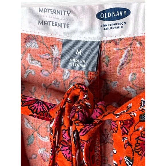 Old Navy Dress Womens Maternity Medium Floral Mini Boho Orange Pink Casual Work - Picture 7 of 12